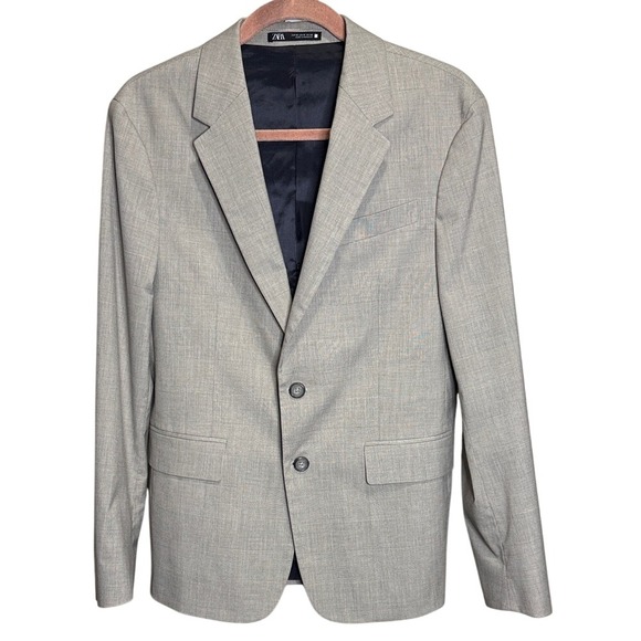 Zara Other - Zara Mens Gray Glen Check Two-Button Blazer Jacket USA 36 Plaid Sport Coat